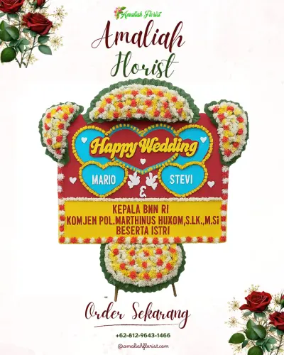 Karangan Papan Bunga Pernikahan di Temas